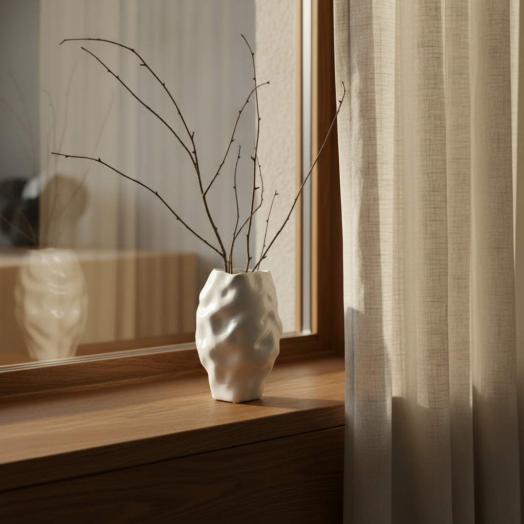 Katachi Vase Mini — Bare Twigs on Oak Ledge