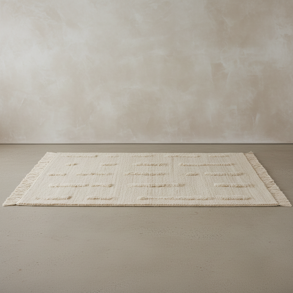 Laine White Knotted Rug – Horizontal