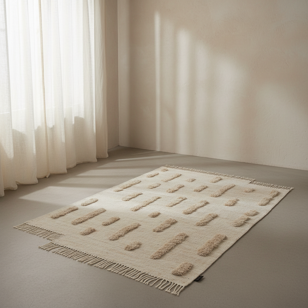 Laine Woven Rug – All White in Nordic Interior