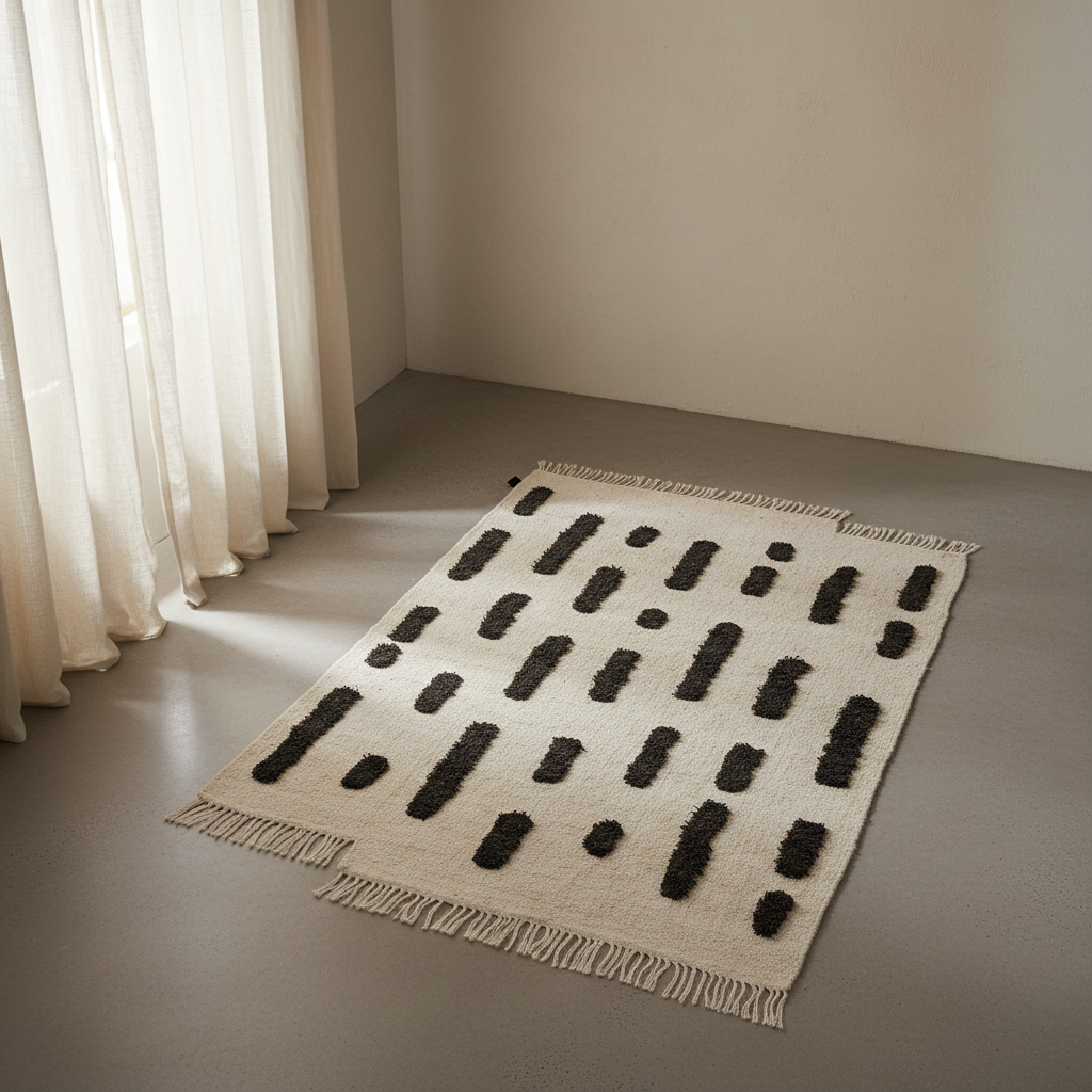Laine Woven Rug – White & Black in Nordic Interior