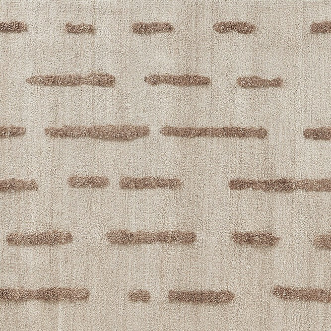 Laine, White + Brown - Hand Knotted Rug