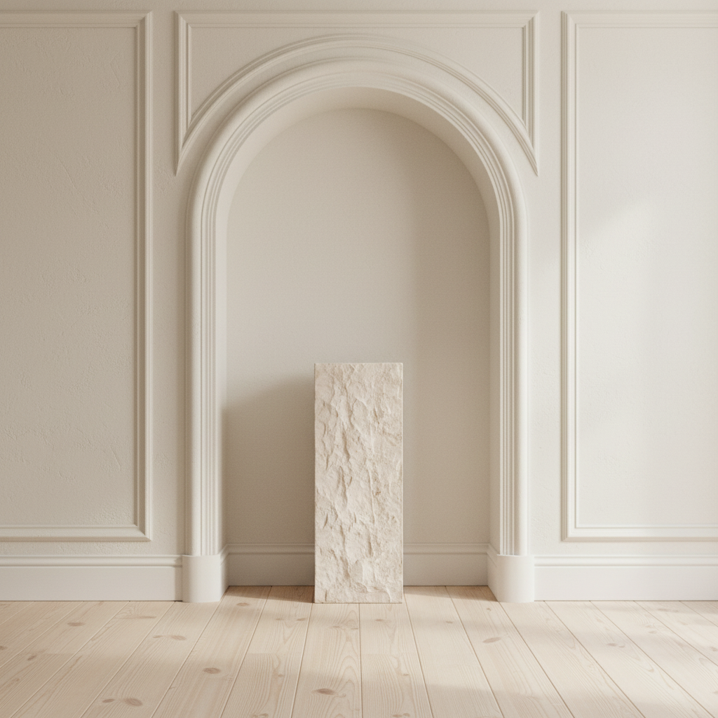 Limestone Podium in Arched Niche