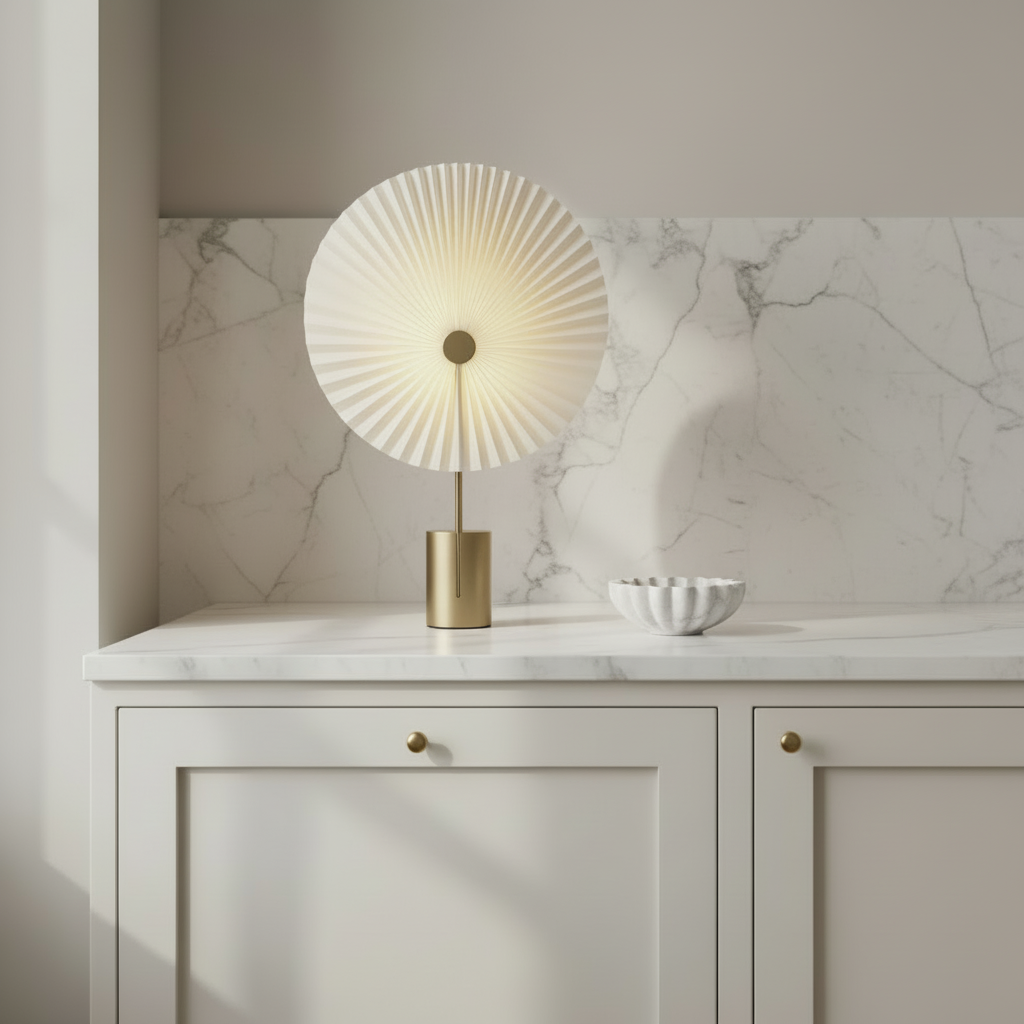 Liris lamp and Marbelous Bowl on kitchen counter