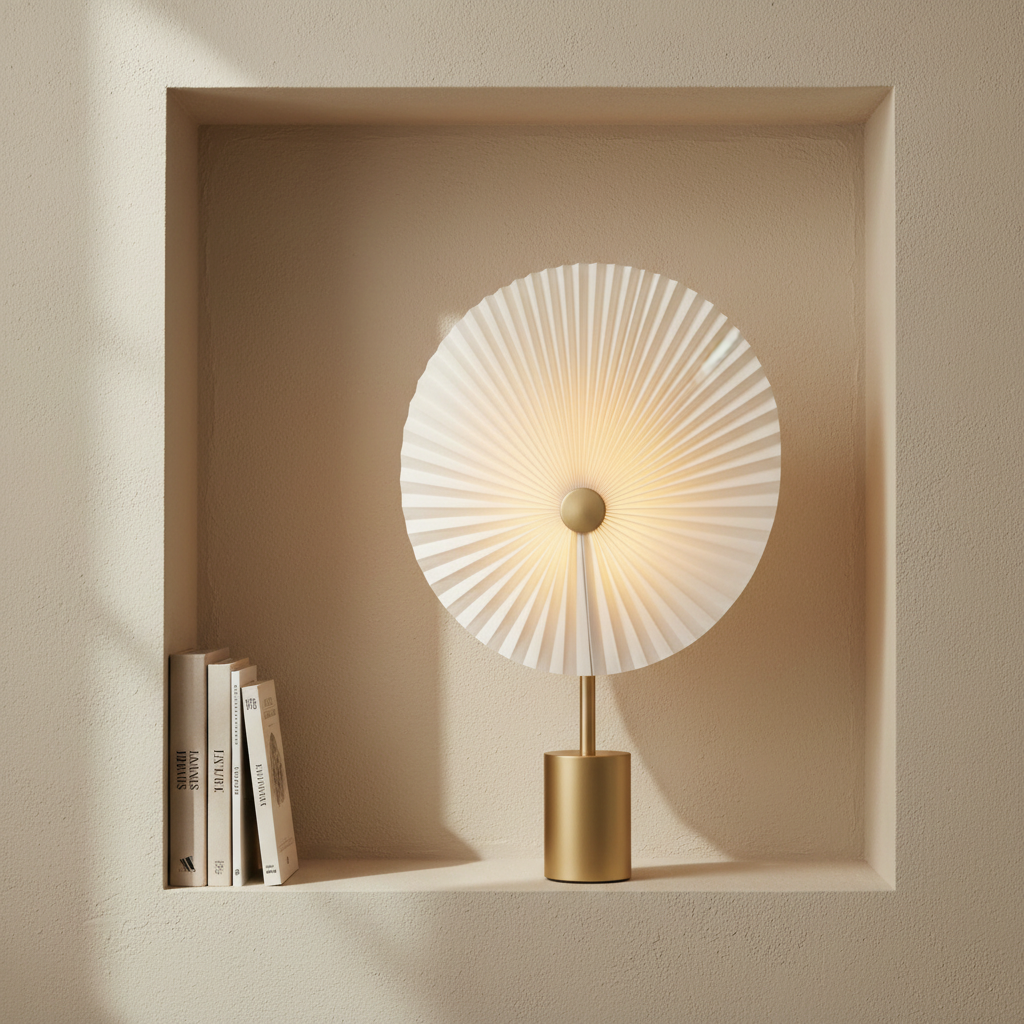 Liris Portable Table Light cordless in limewash shelf niche