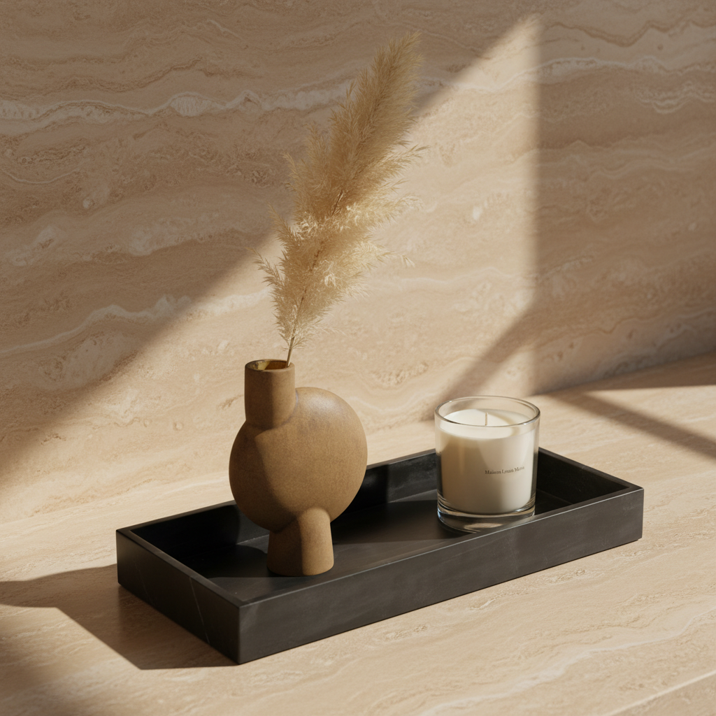 Marblelous Tray with Repositioned Pampas