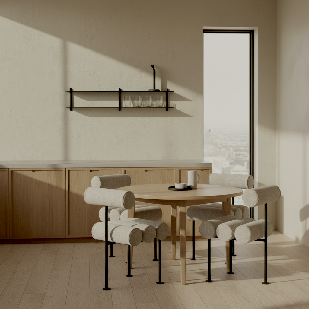 Hiro Dining Chair, Black Frame - French Sand Linen