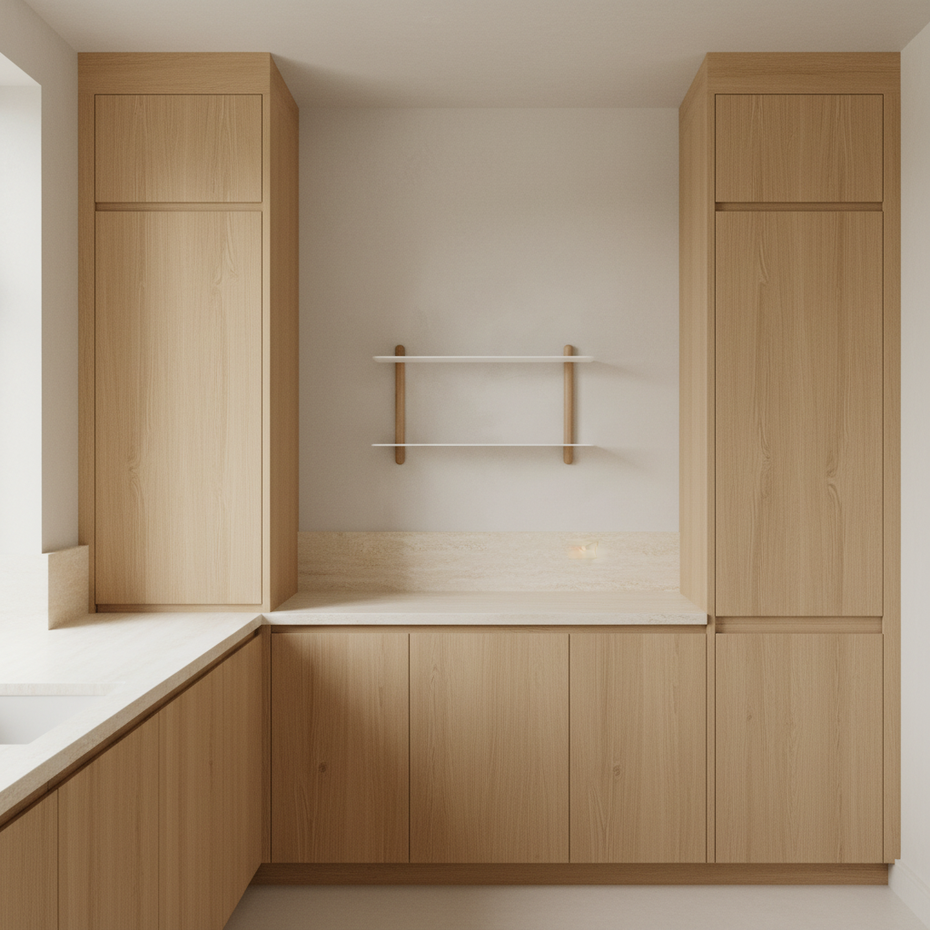 Minimalist kitchen with Nivo Shelf Large F