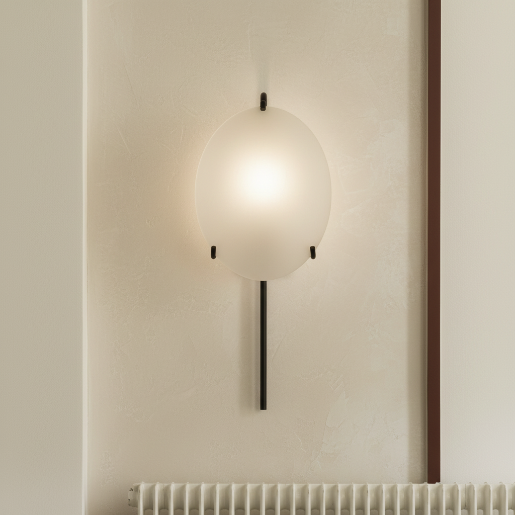 Moon Lantern Wall Sconce on limewash beige wall