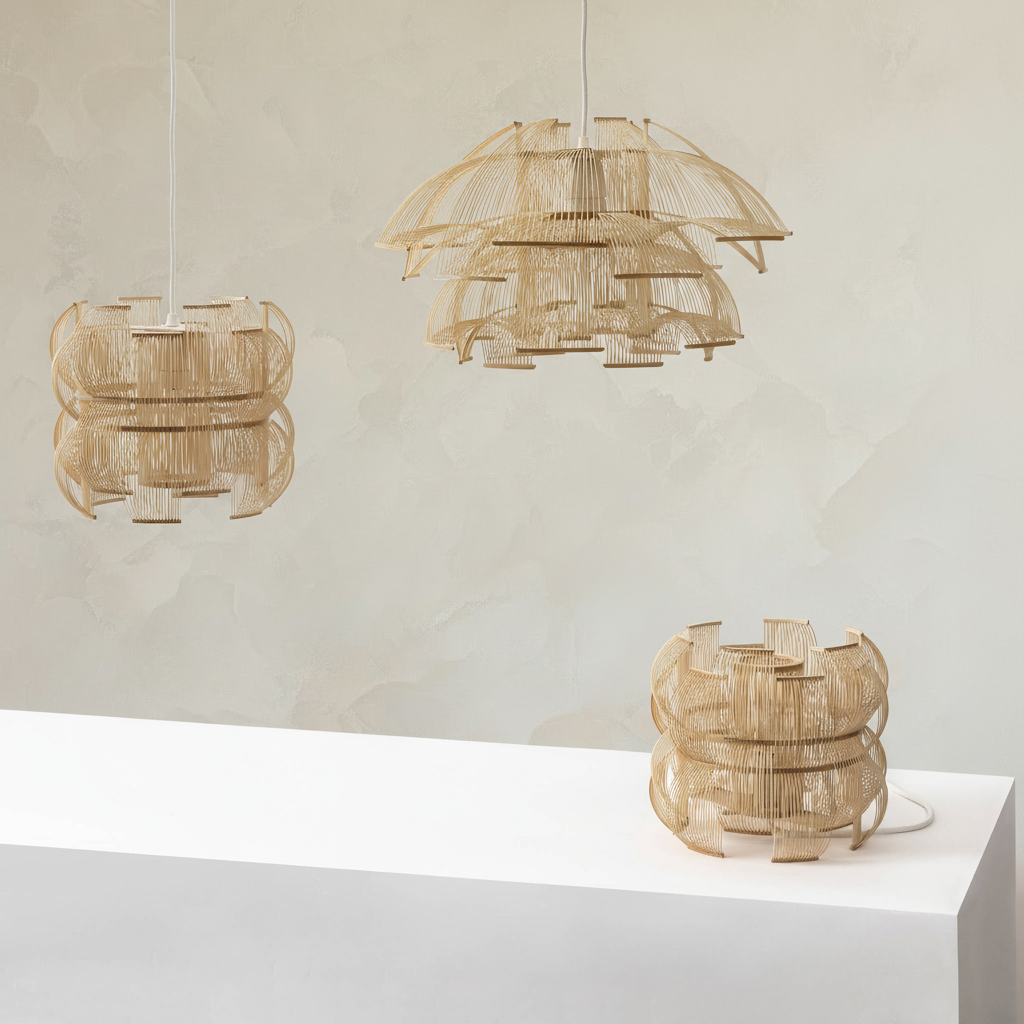 Motarasu lighting series on limewash backdrop