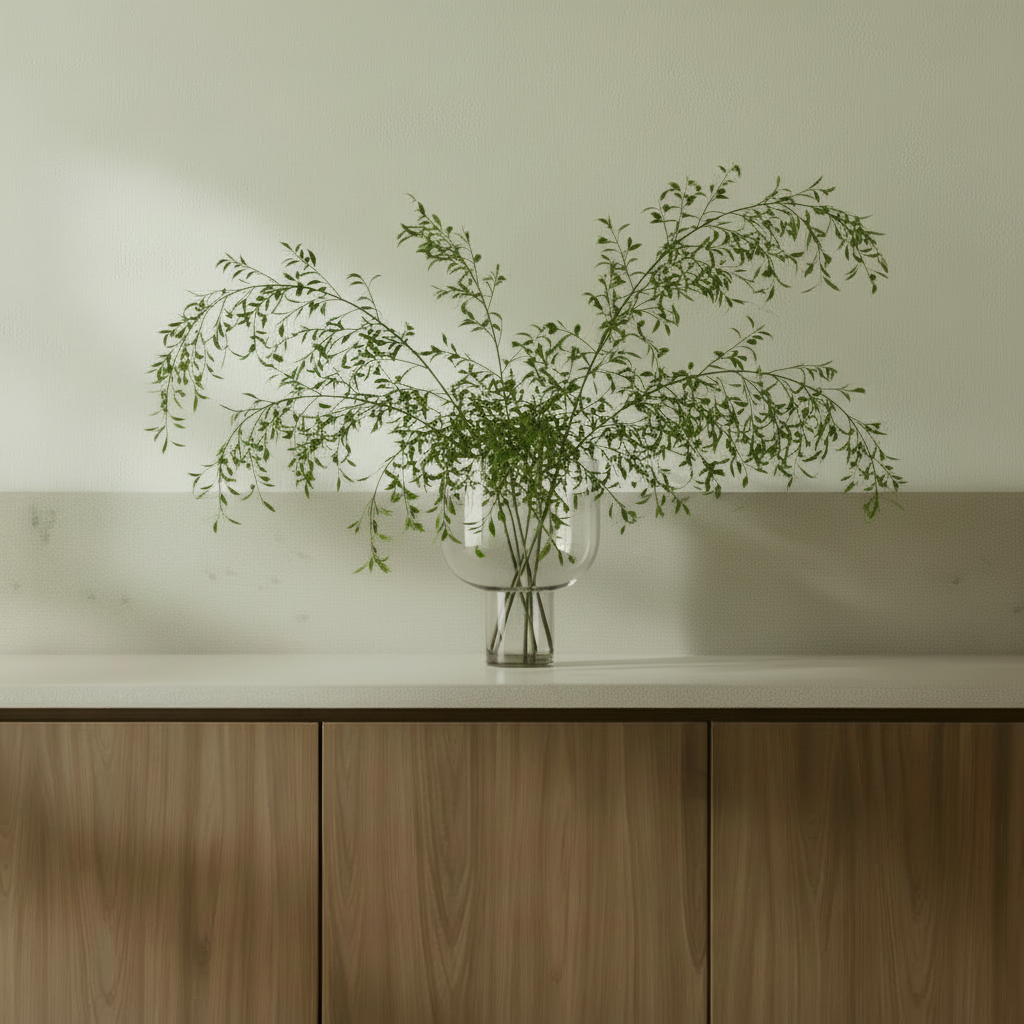 Nebl Vase Large Clear — Flowing Branches, Delicate Leaves