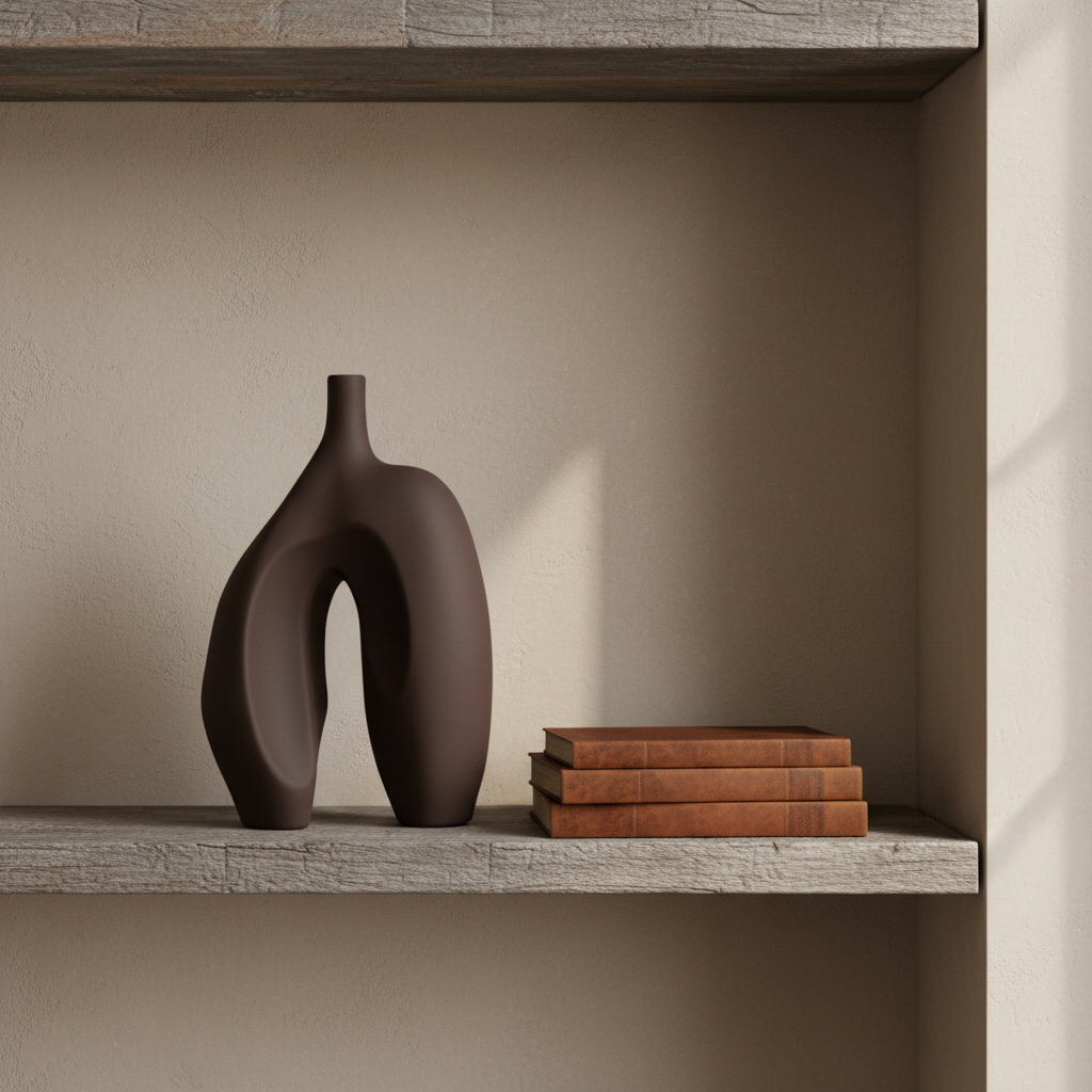 Ni Vase Medio on Barnboard Shelf