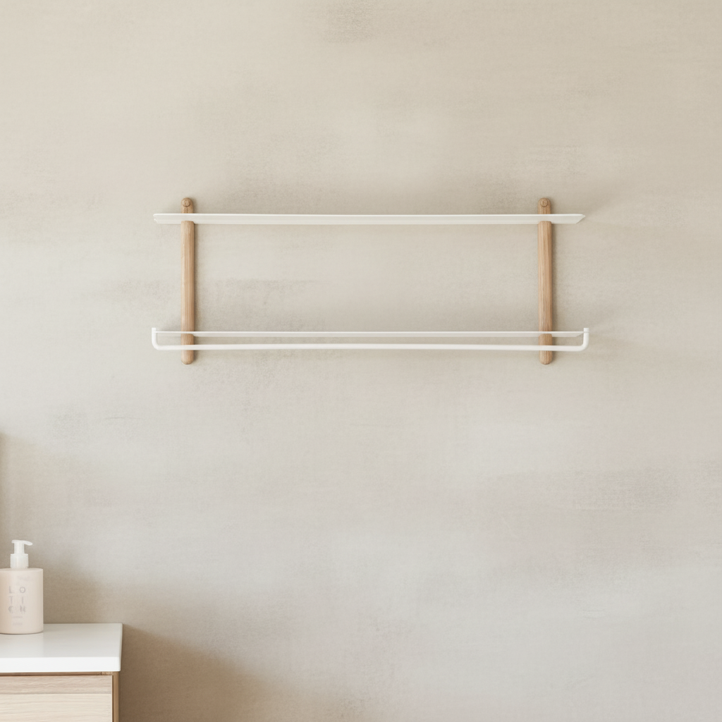 Nivo Rail Clean Shot — Beige-Grey Limewash Wall, Square