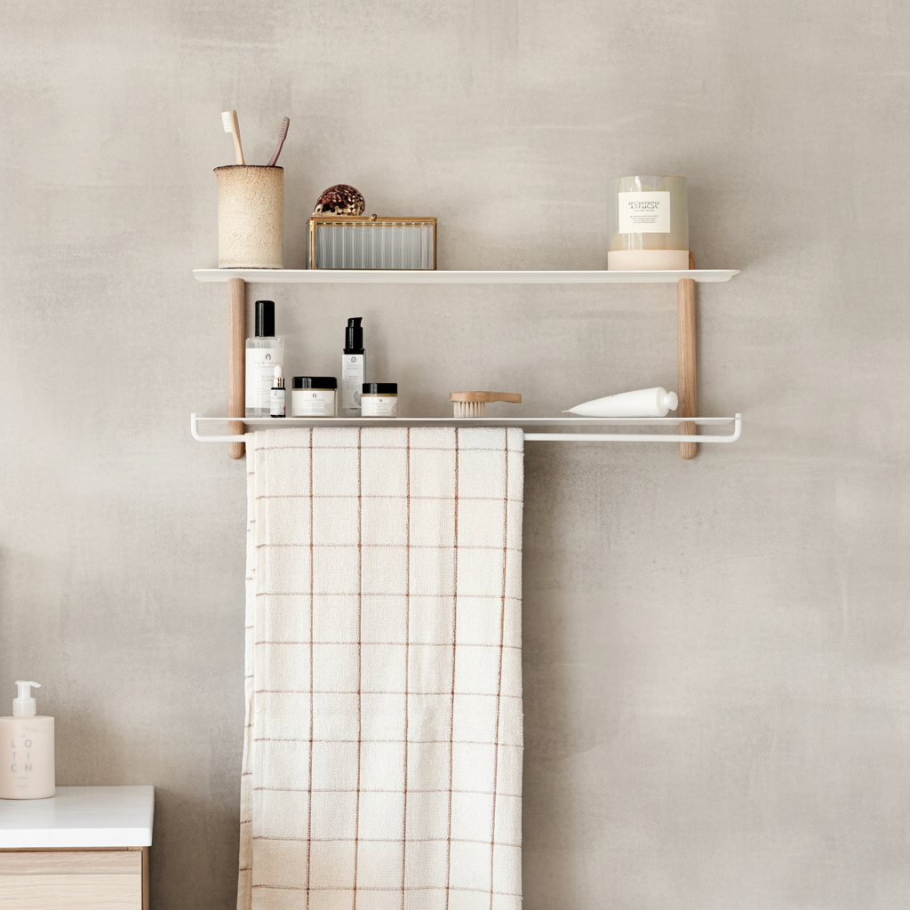 Nivo Rail Mood — Beige-Grey Limewash Wall, Square