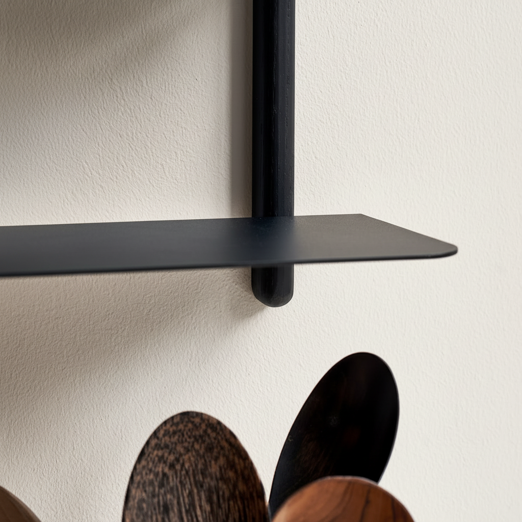 Nivo Shelf Corner Detail on Light Beige Wall