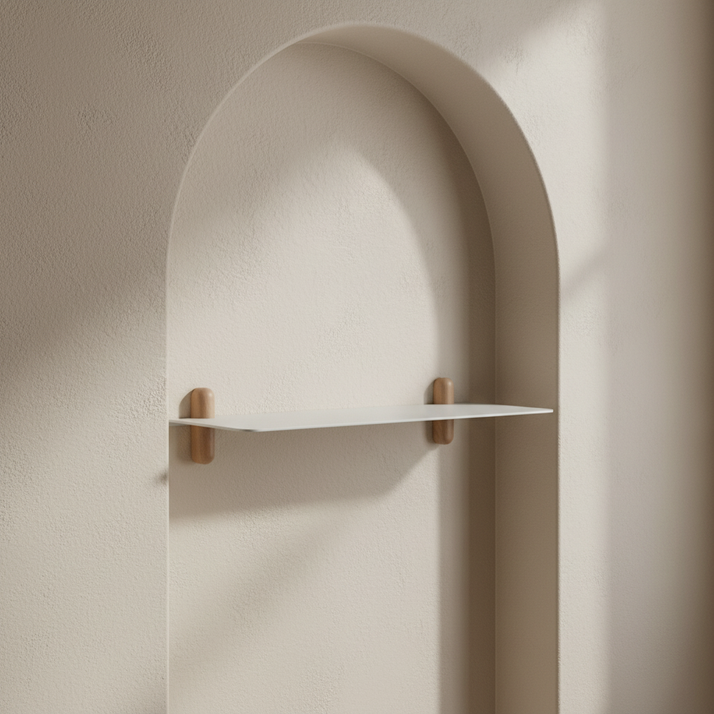 Nivo Shelf in Arched Limewashed Niche - Square