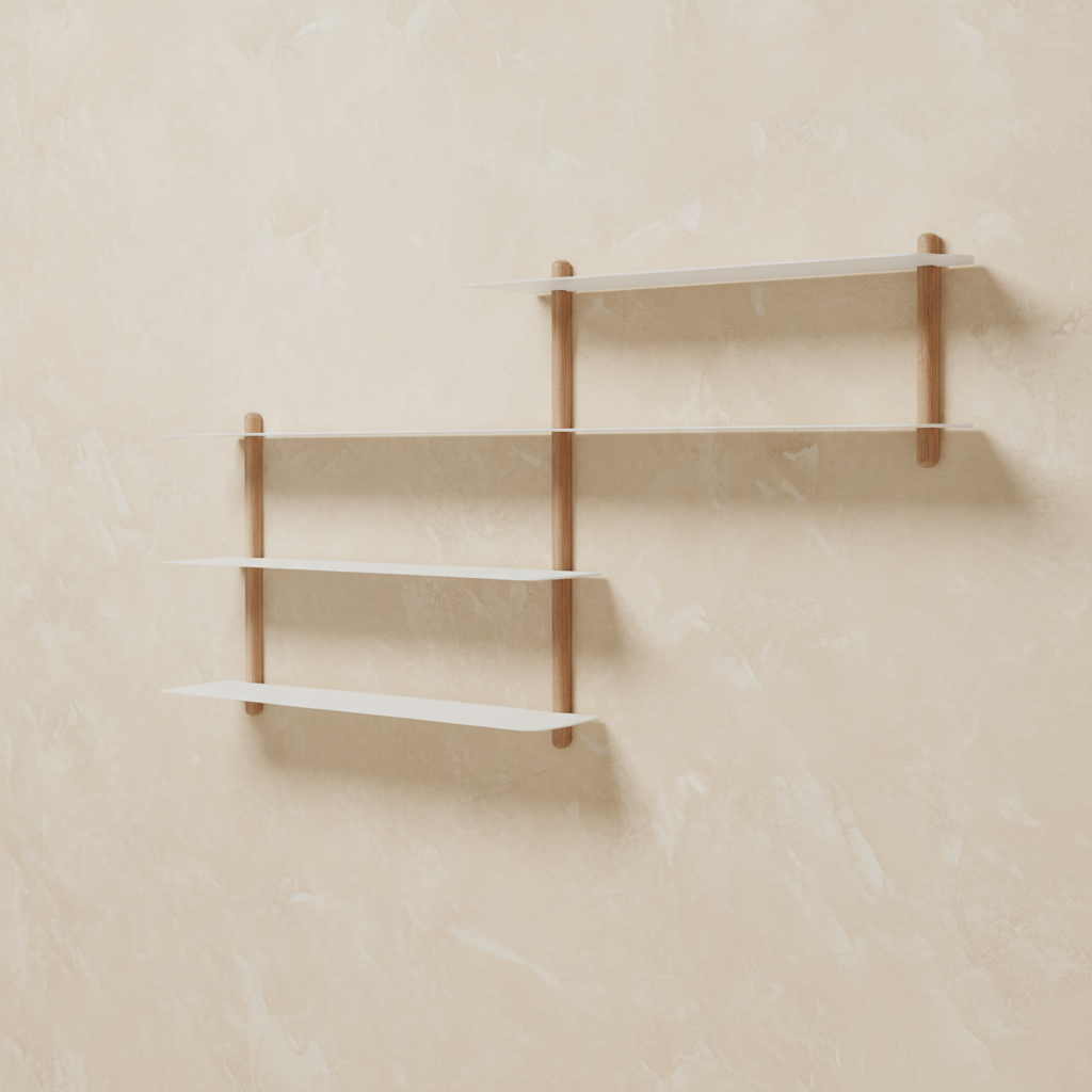 NIVO shelf small B oak/white 3/4 angle view
