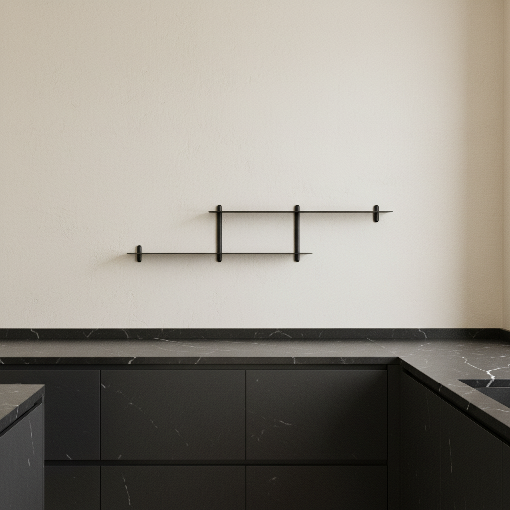Nivo Shelf Small H Black in minimalist kitchen