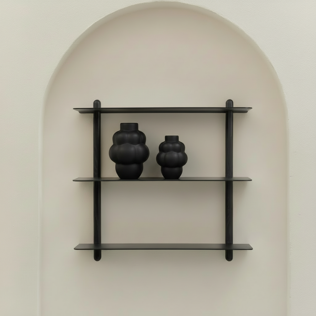 Nivo shelf with two Balloon vases in arch