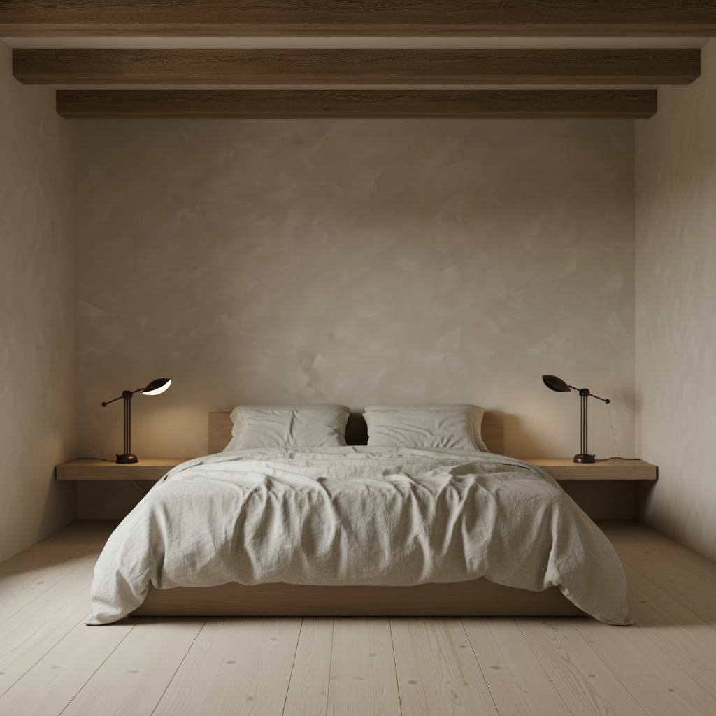 Nordic bedroom with corrected Stingray Table lights