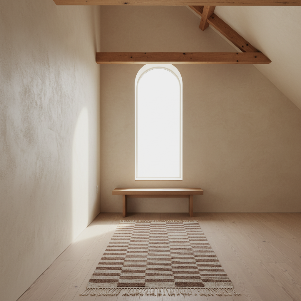 Abeba - White + Brown - Hand Woven Rug