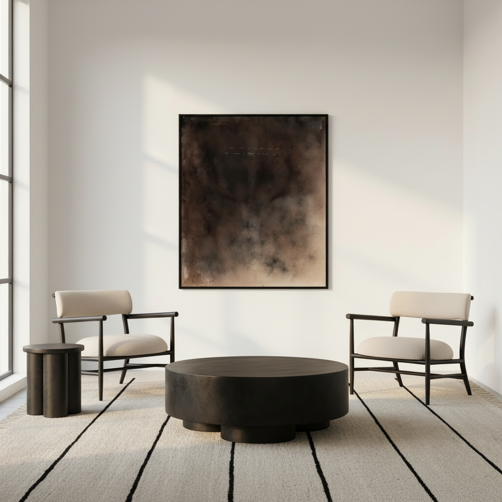 Nordic interior with textured Polku rug