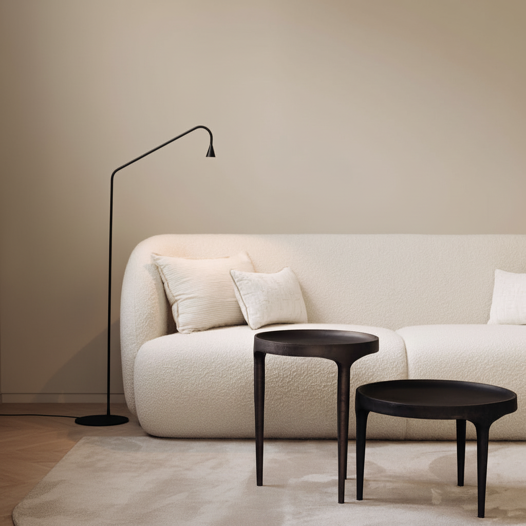 Nordic Living Room – Sofa, Floor Lamp & Phantom Tables