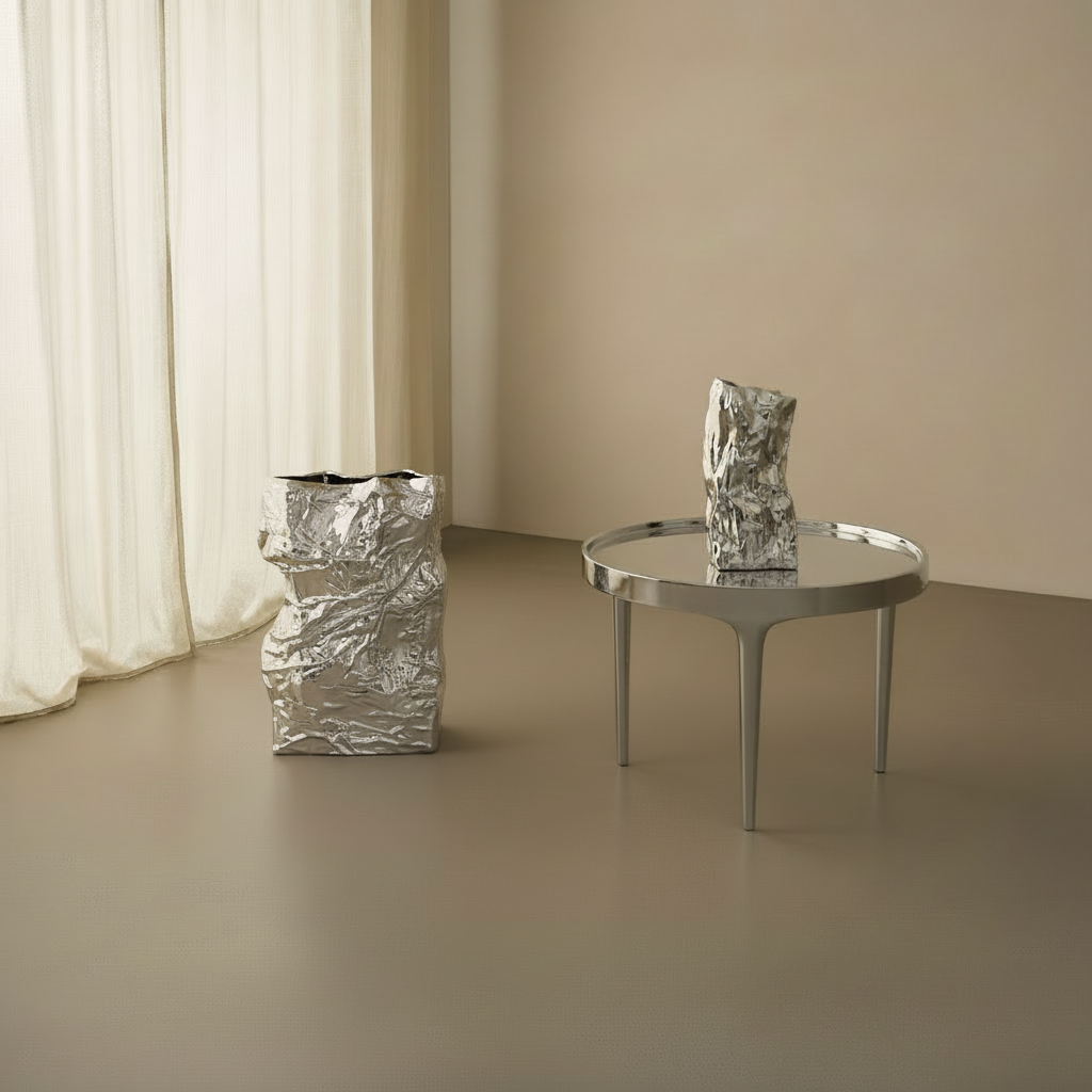 Kami Vase, Medio - Chrome