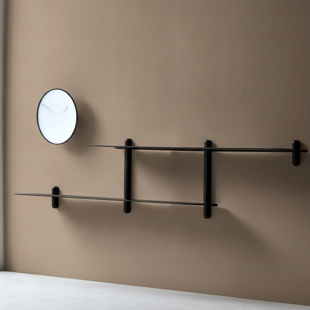 Nordic shelf with Momentt foggy clock