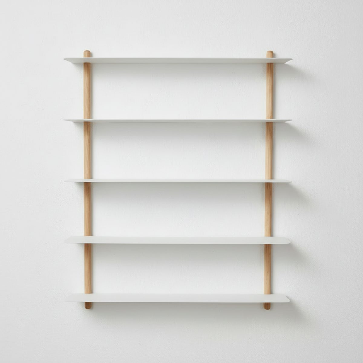 Nordic shelving unit with empty shelves
