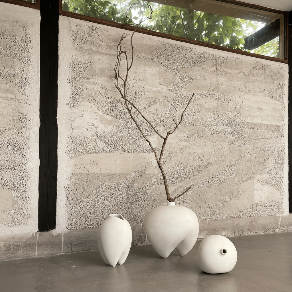 Nordic vase scene with balanced daylight