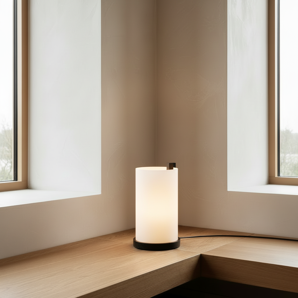 Nordic window scene with ENSO light illuminated