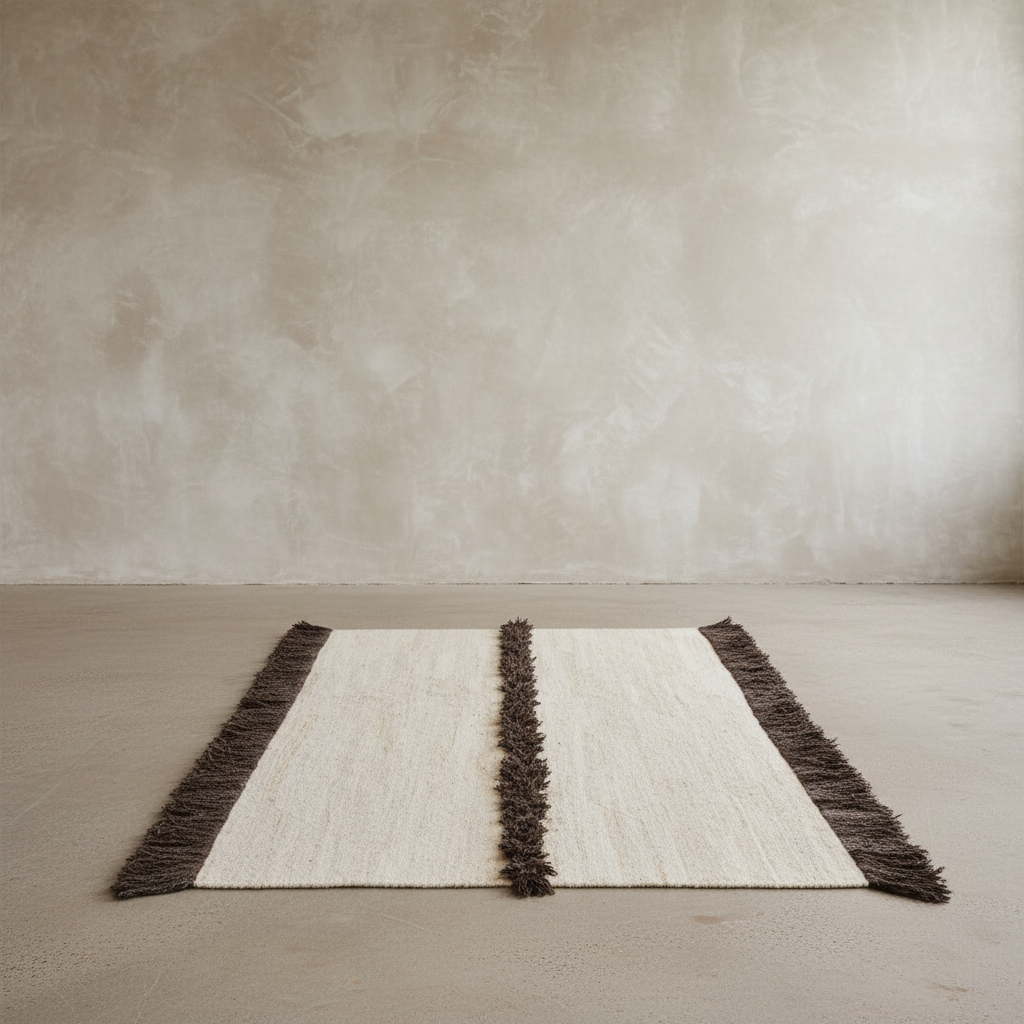 Nurja White & Black Woven Rug — Studio Render