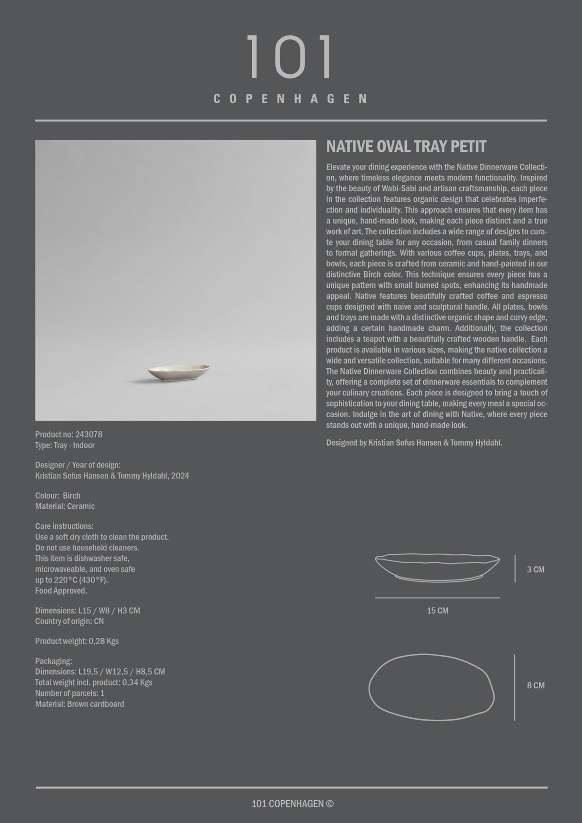 Native Oval Tray, Petit - Birch*