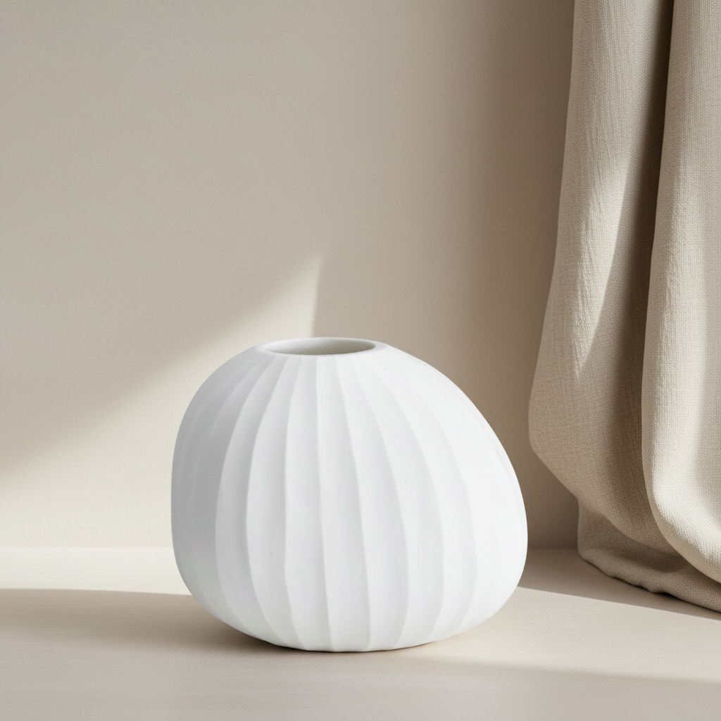 Organic 01 Vase - White on Belgian linen backdrop