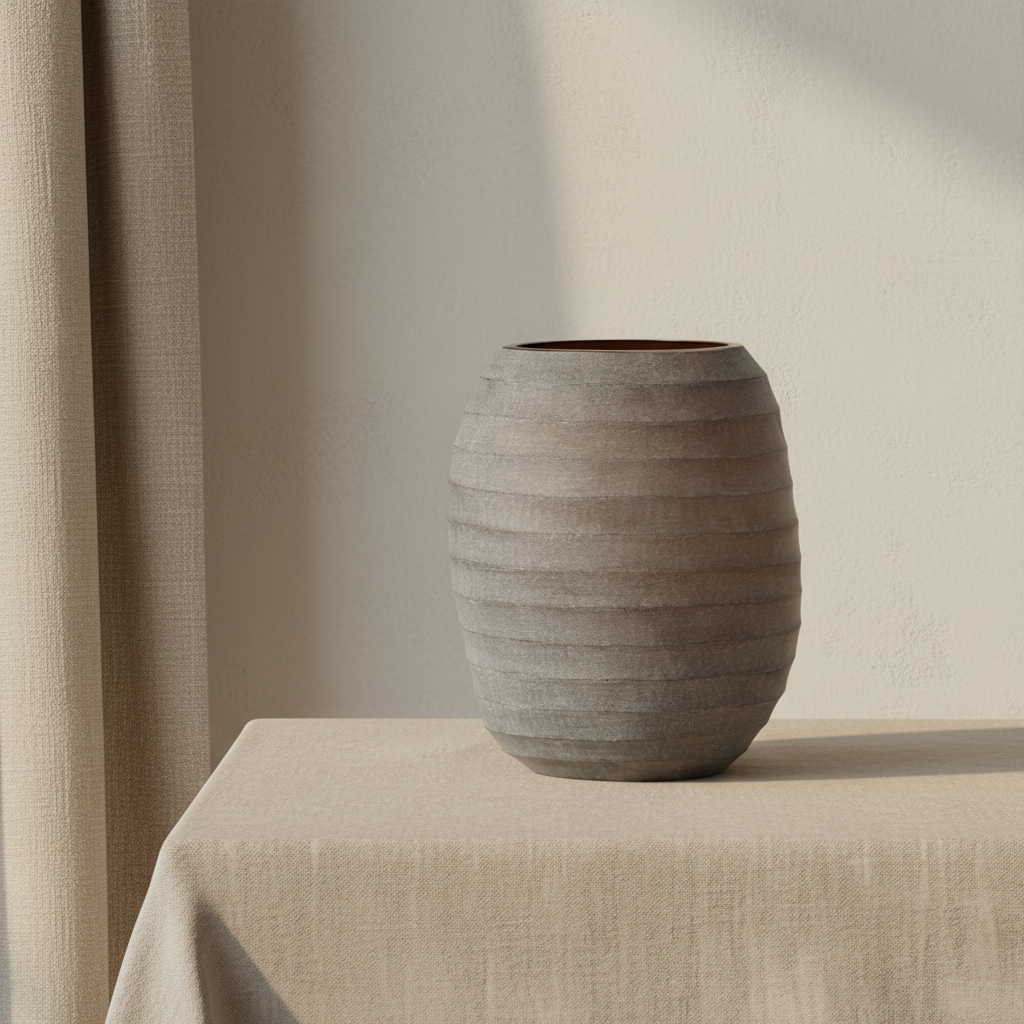 Organic vase 03 - smoke styled backdrop with Belgian linen