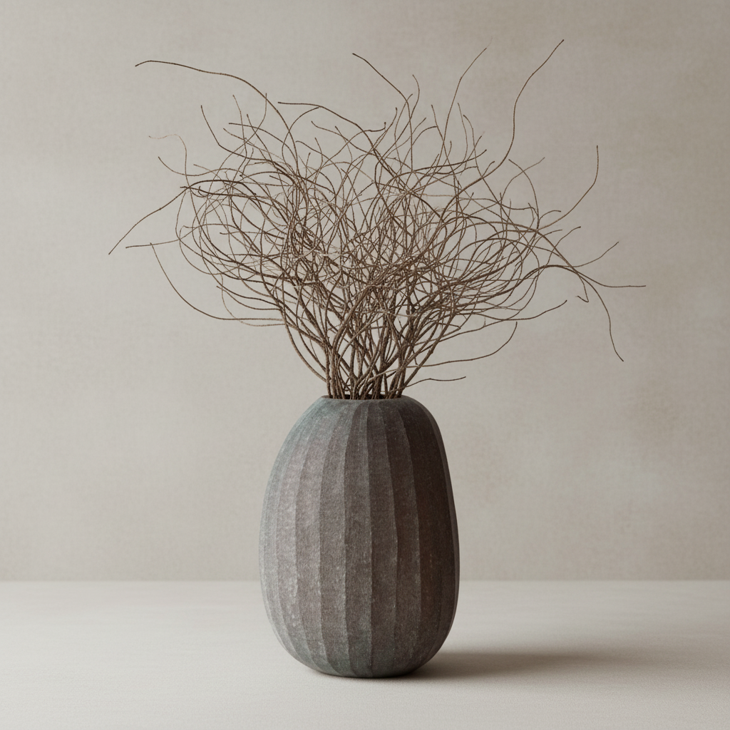 Organic Vase 04 - Smoke with thin dense branches