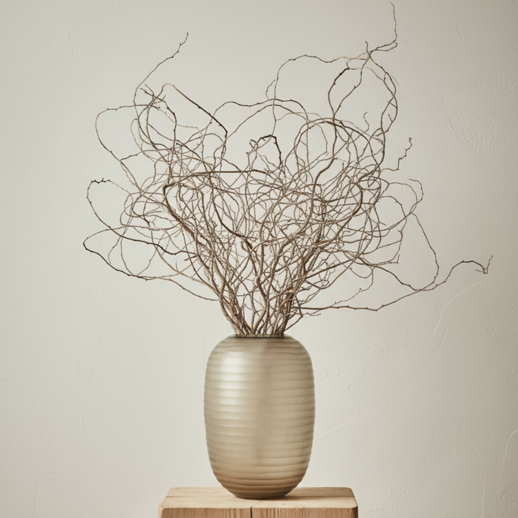 Organic Vase 07 Sand on rustic blonde barn beam podium - portrait