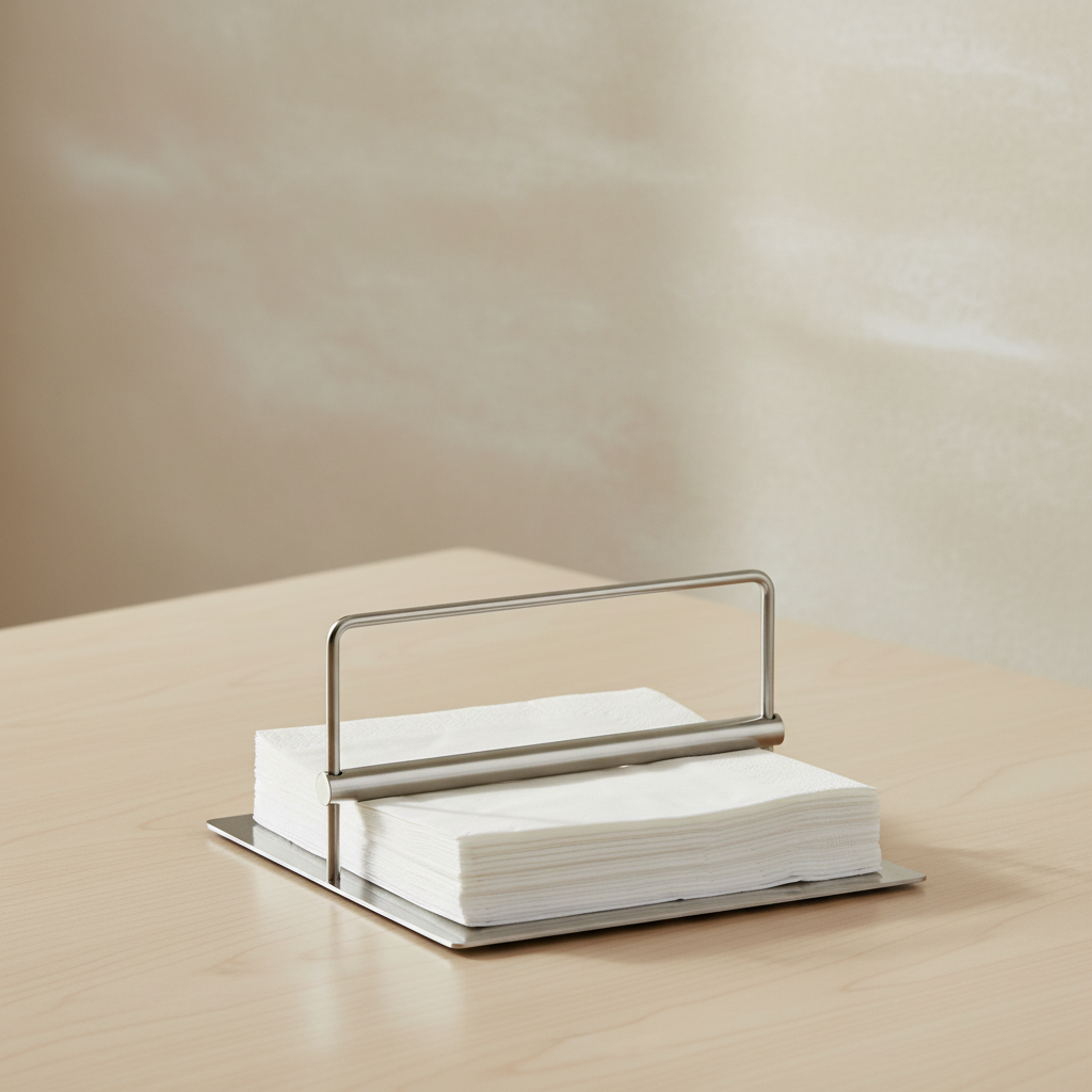 Original Napkin Holder on blonde wood table