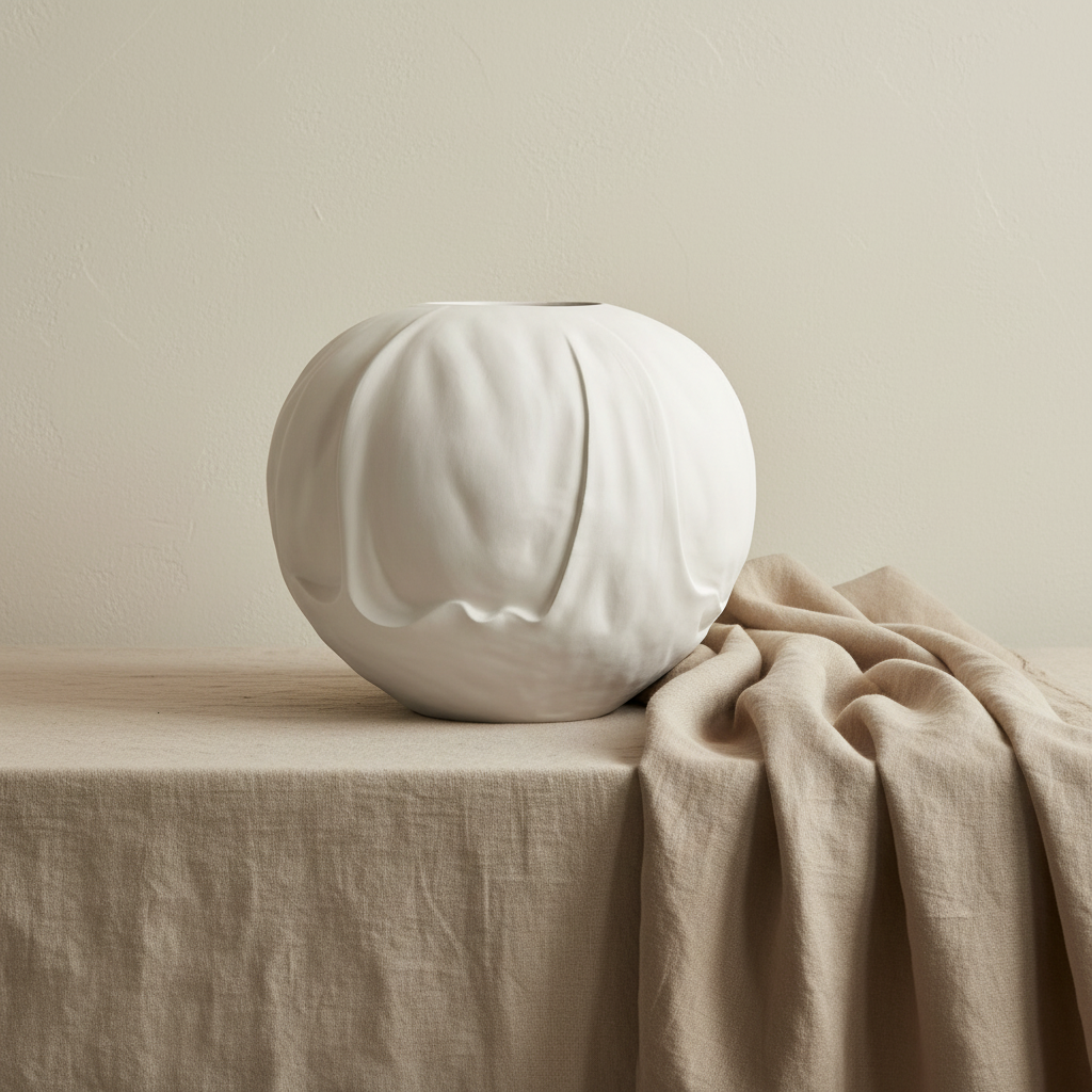 Orimono Vase — Belgian Linen Drape Scene