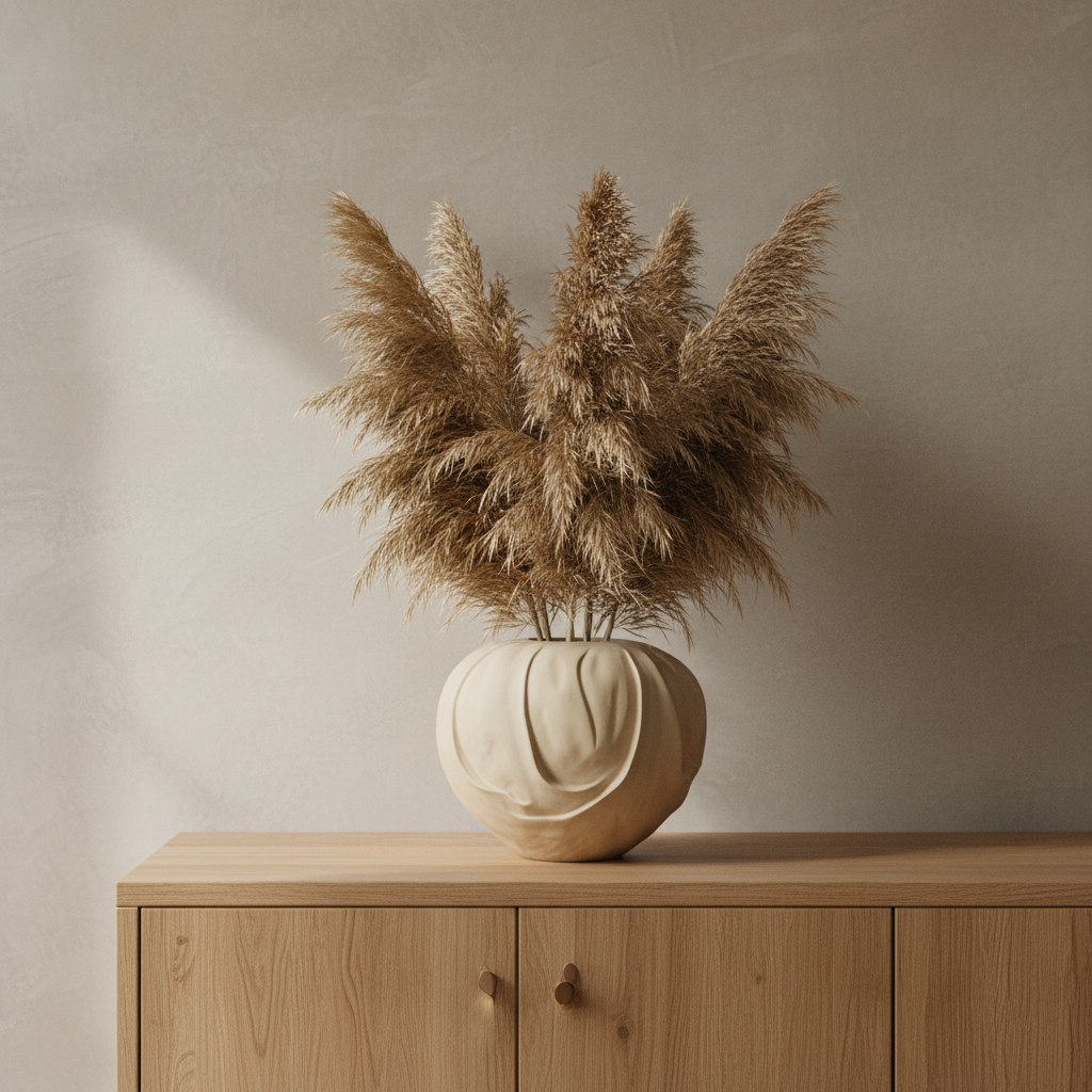 Orimono Vase Sand – Minimalist Room Setting