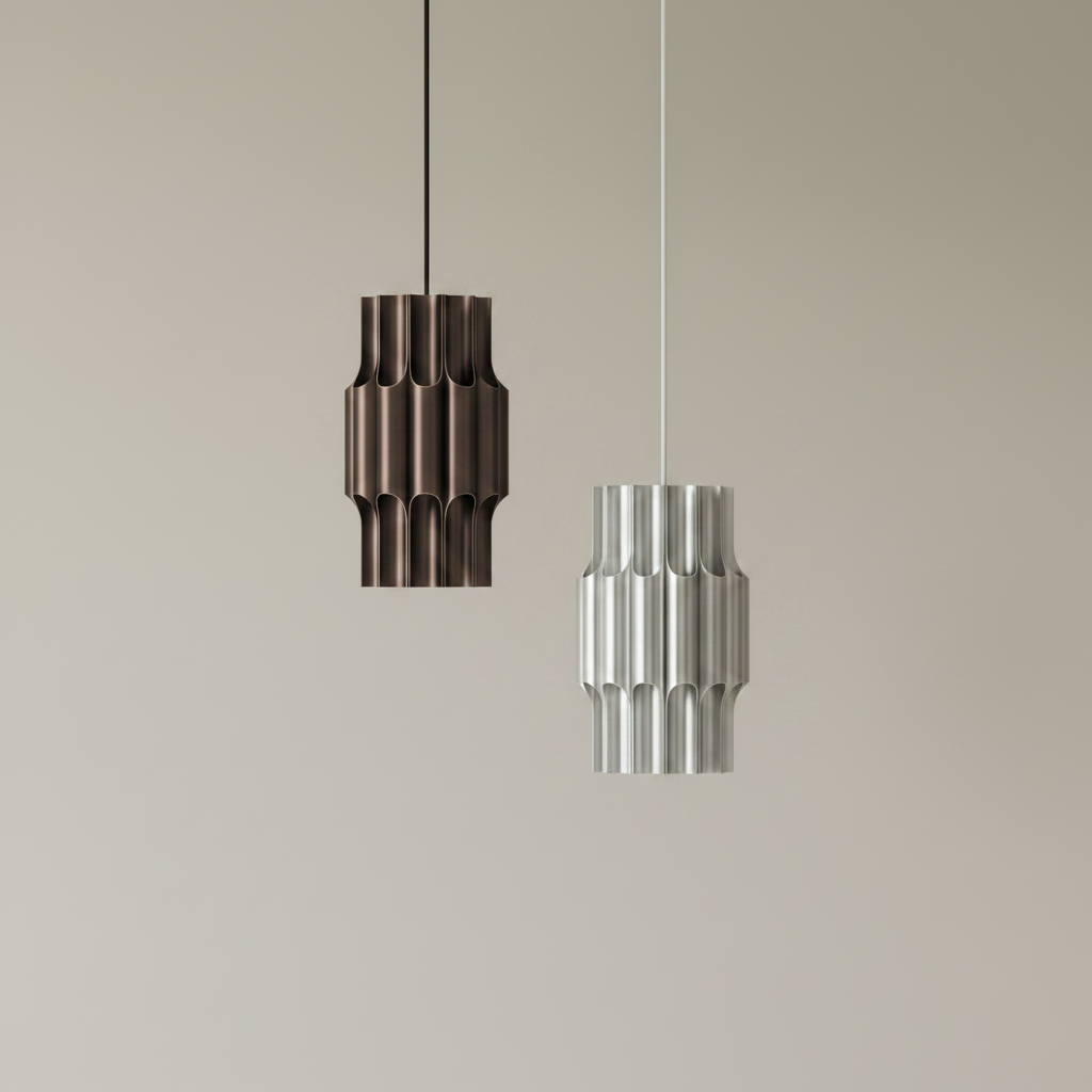 Pan Pendant — Bronze & Aluminum, Side by Side