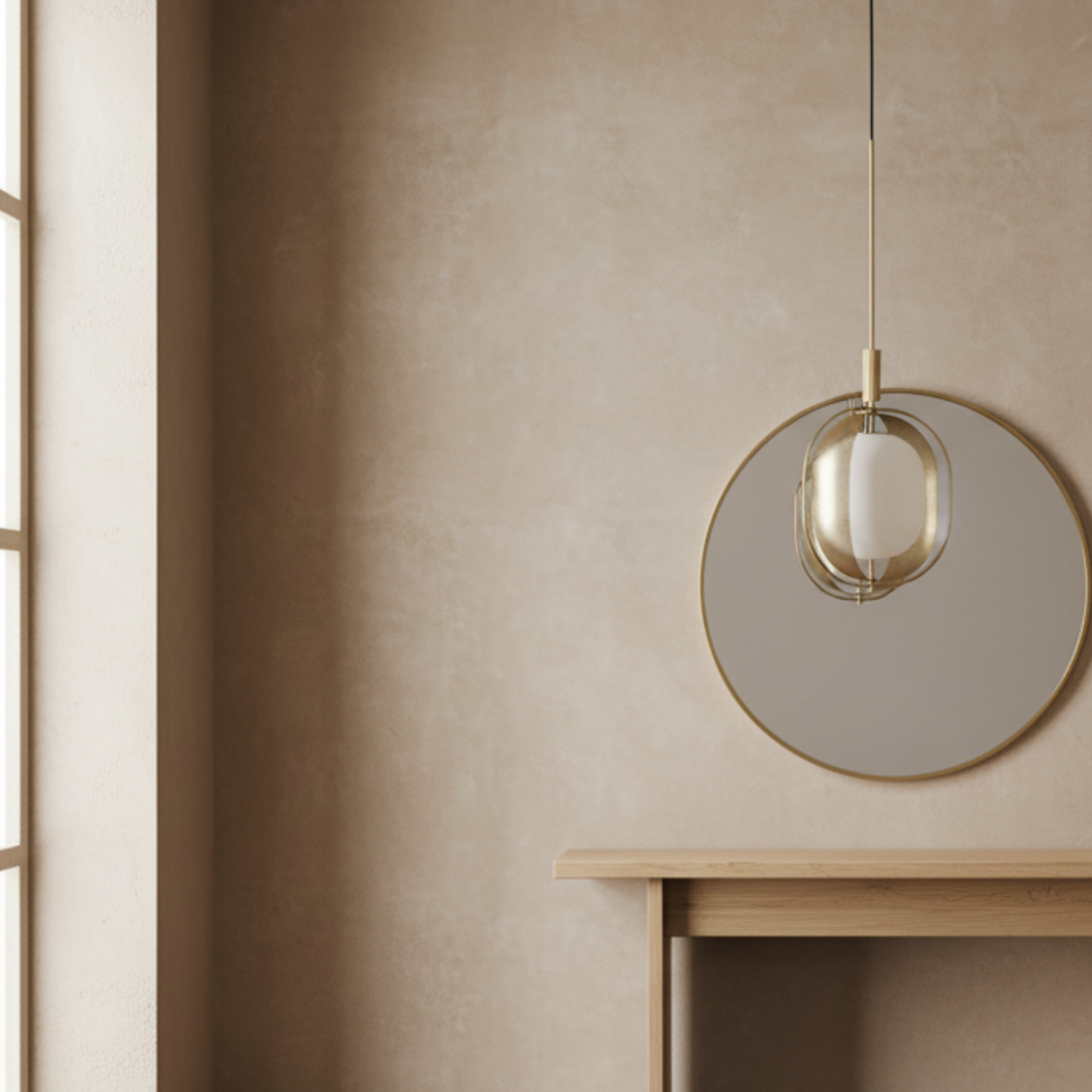Pearl Pendant Brass in Modern Minimalist Entryway