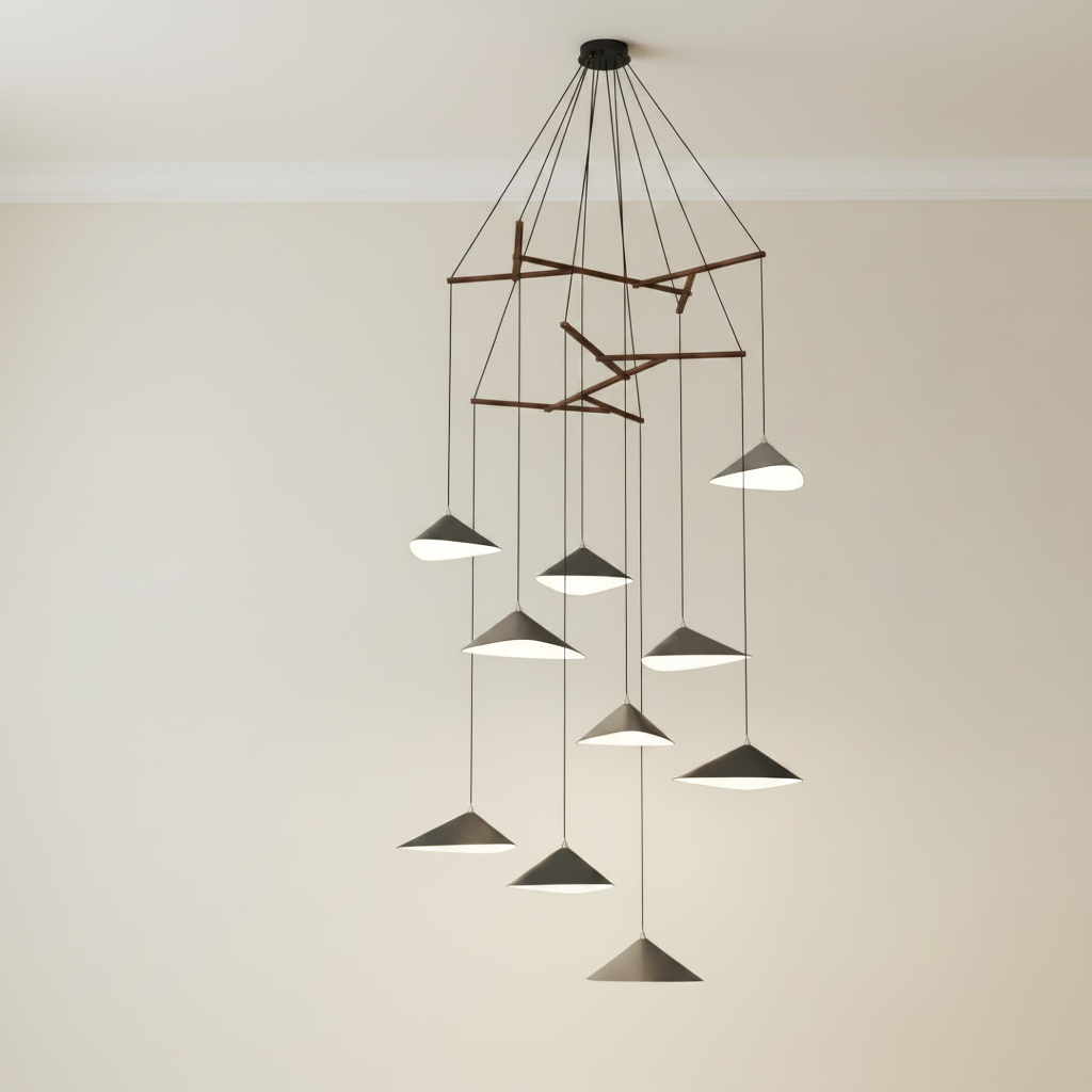 Pendant Light with Dark Walnut Frame – 1:1