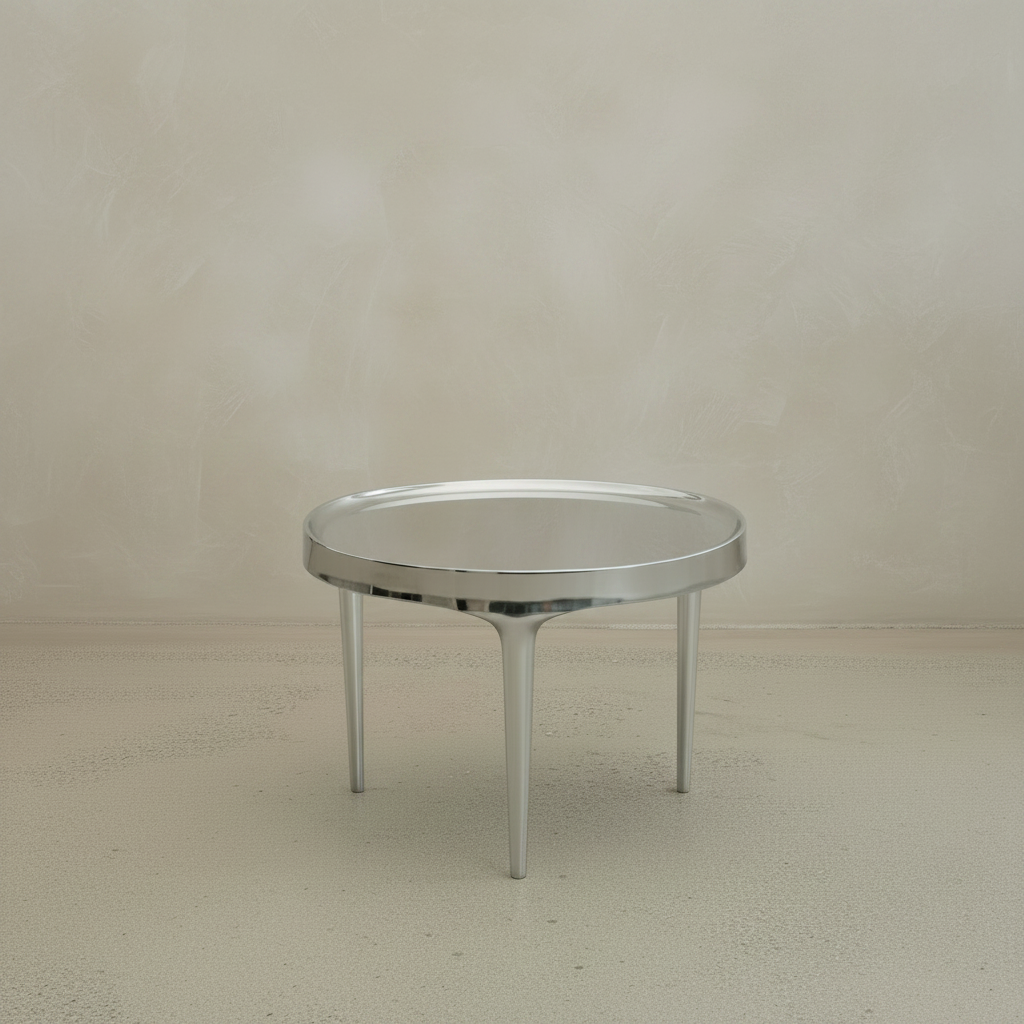 Phantom Table Chrome Low — Ivory Limewash