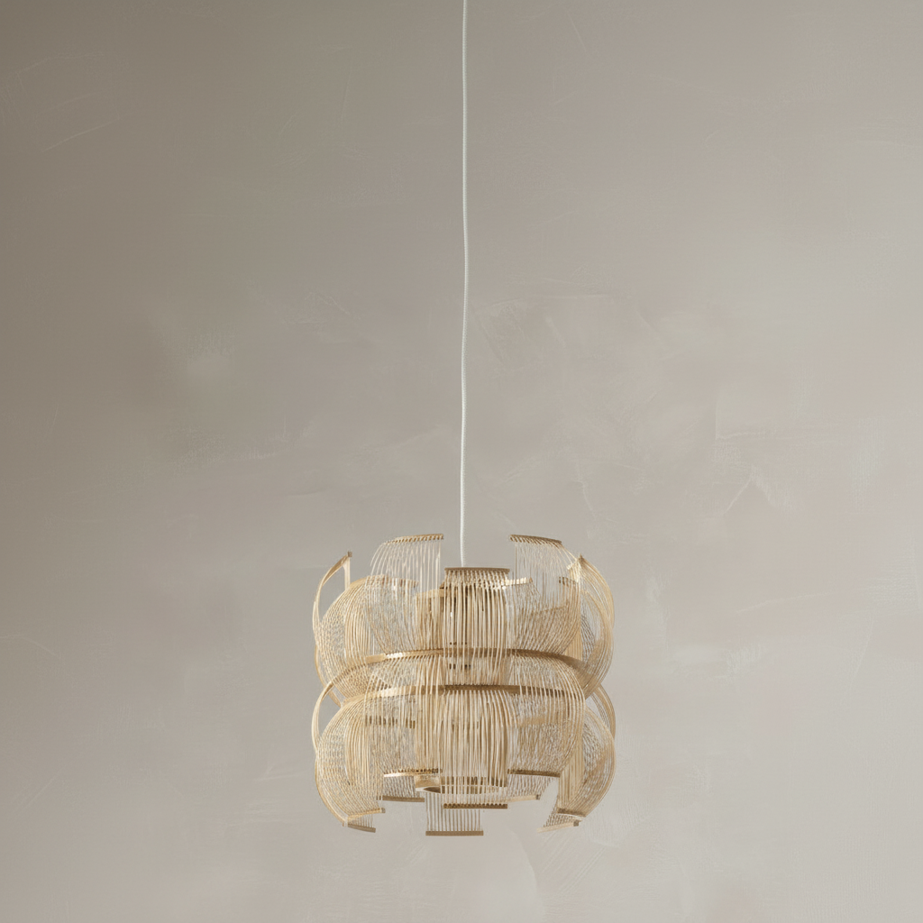 SEN pendant with straight cord on limewash backdrop