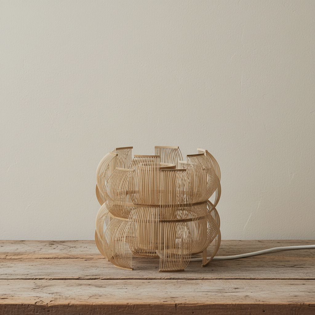 SEN table light on rustic barnboard with limewash background