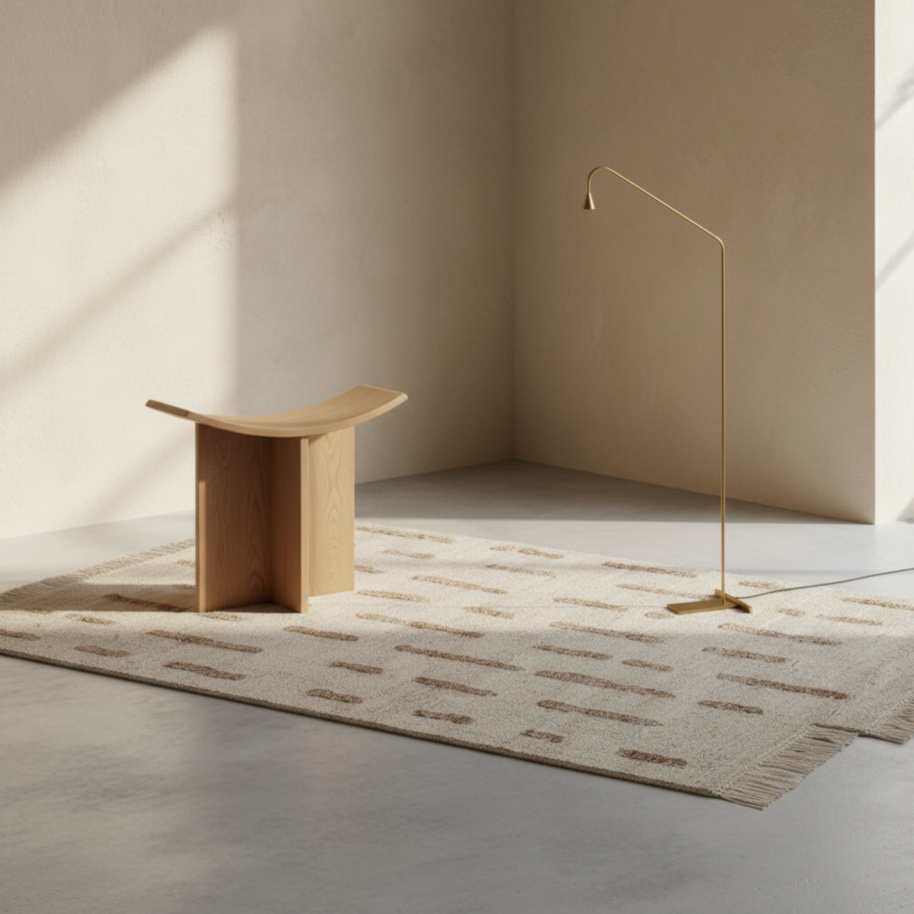 Sera Helsinki Laine Rug with Larger Brutus Stool