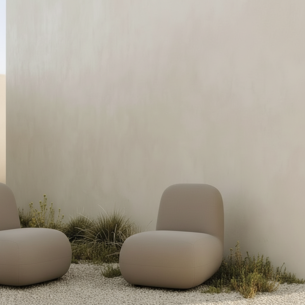 Single Chair Close Crop — Limewash Wall