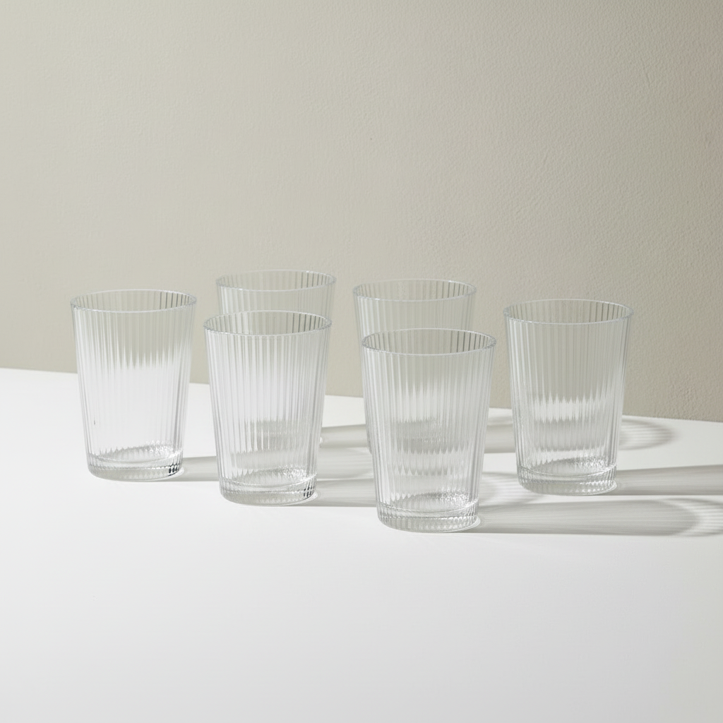 Six Pilastro glasses arranged in two rows