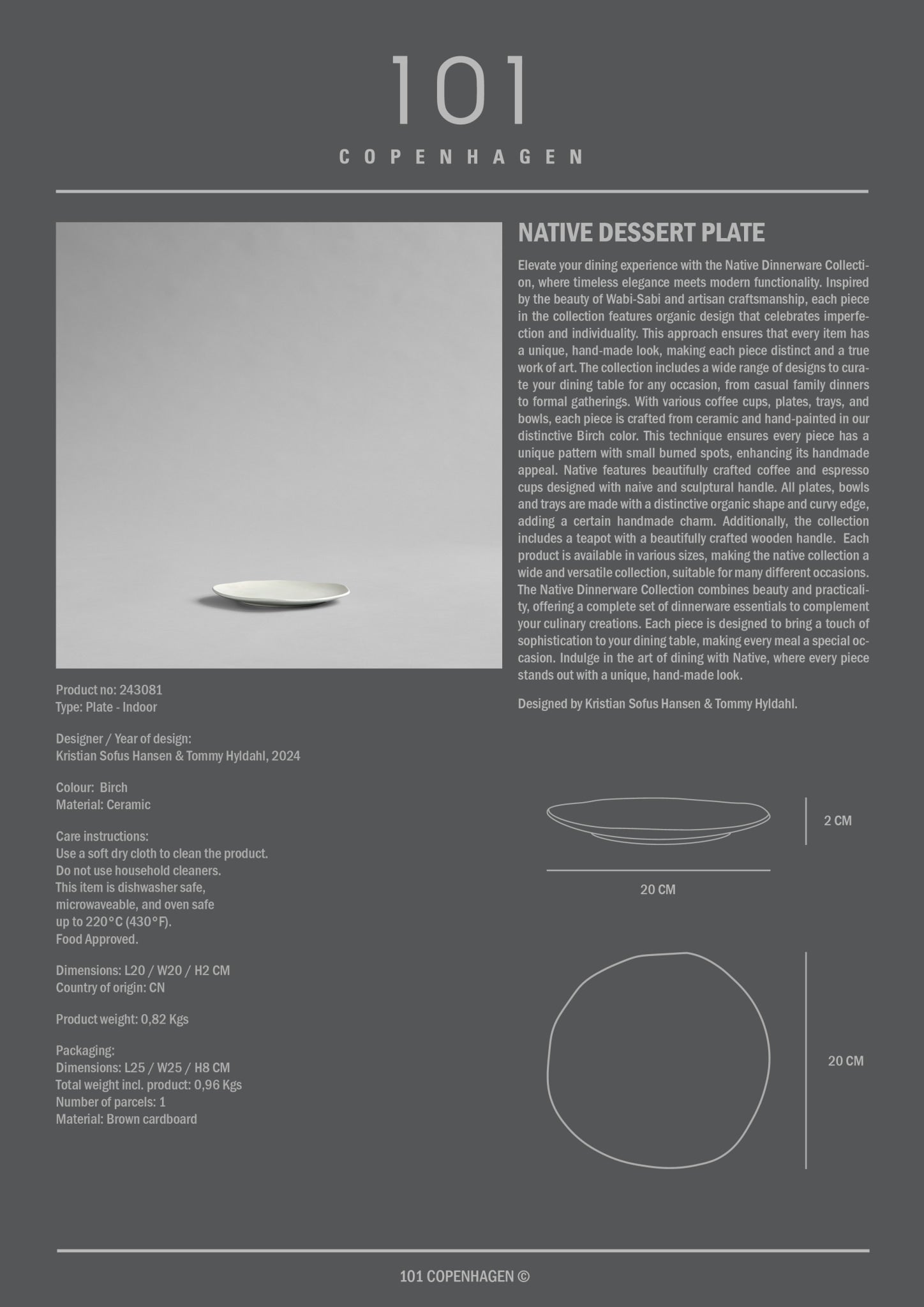 Native Lunch/Dessert Plate - Birch, 2 Pcs.*